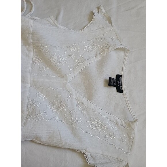 Mystique Aura Ladies Top-Size PL-white-Short Sleeves Gauze Summer Ties - Picture 5 of 7